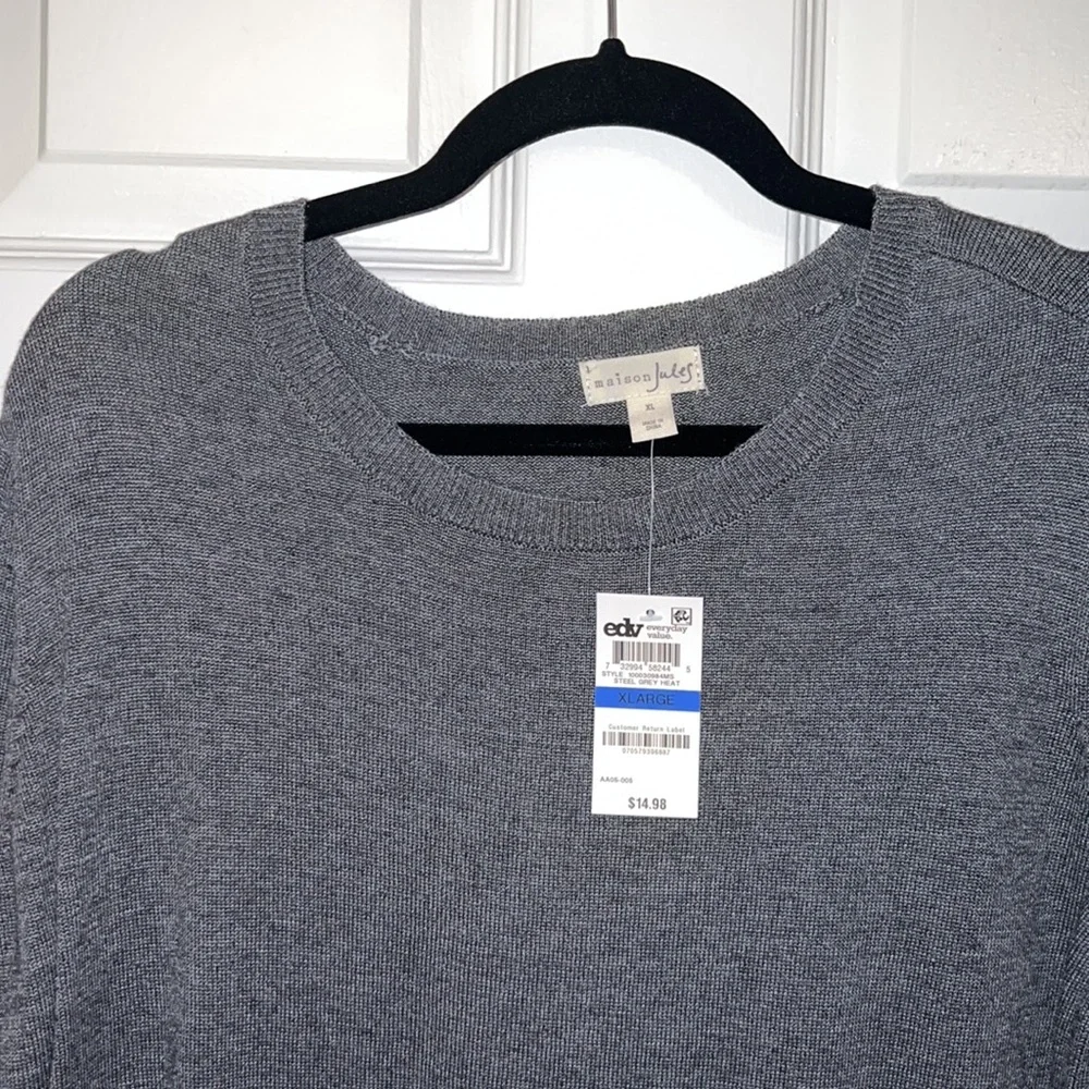 Maison Jules Women’s Crew Neck Sweater in Grey in size XL NWT - Picture 5 of 9